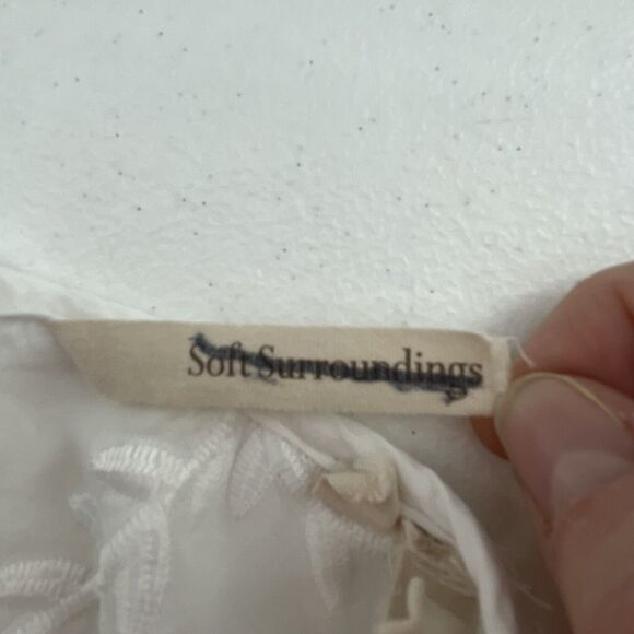 Soft Surroundings PM Petite Arlette Blouse Crochet Lace Embroidered Bell Sleeve - Picture 11 of 16